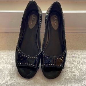 Cole Haan black Peeptoe flats